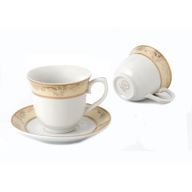Lorren Home Trends 4 Piece Teacup & Saucer Set