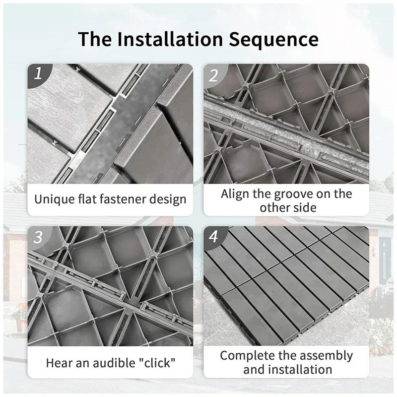 GROUPES Patio Interlocking Deck Tiles, 12"X12" Square Composite Decking Tiles, Four Slat Plastic Outdoor Flooring Tile All Weather For Balcony Porch Backyard, (Pack Of 9)