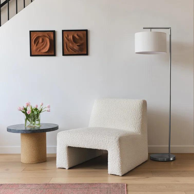 Montage Modern 60 in. Mid-Century Modern LED Floor Lamp with Fabric Drum Shade
