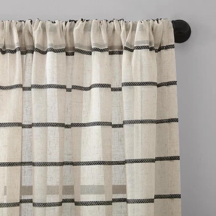 Clean Window Aso Twill Stripe Anti-Dust Linen Blend Sheer Curtain Panel & Reviews | Wayfair