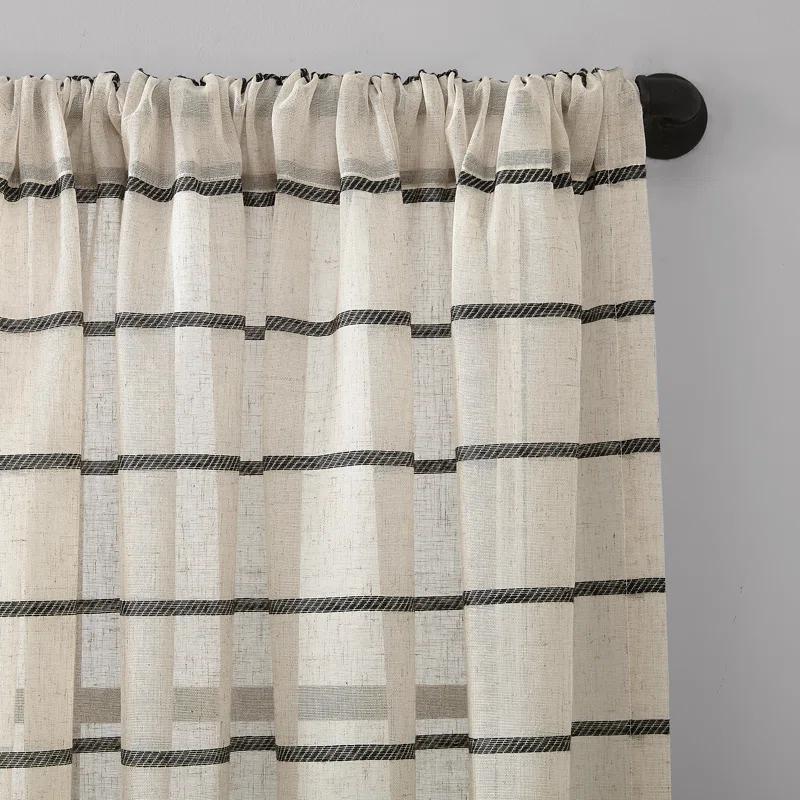 Clean Window Clean Window Aso Twill Stripe Anti-Dust Linen Blend Sheer Curtain Panel