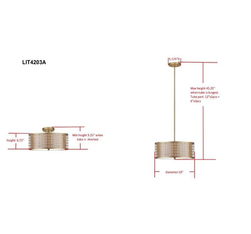 Mercer41 Torpoint 3 - Light Dimmable Drum Chandelier