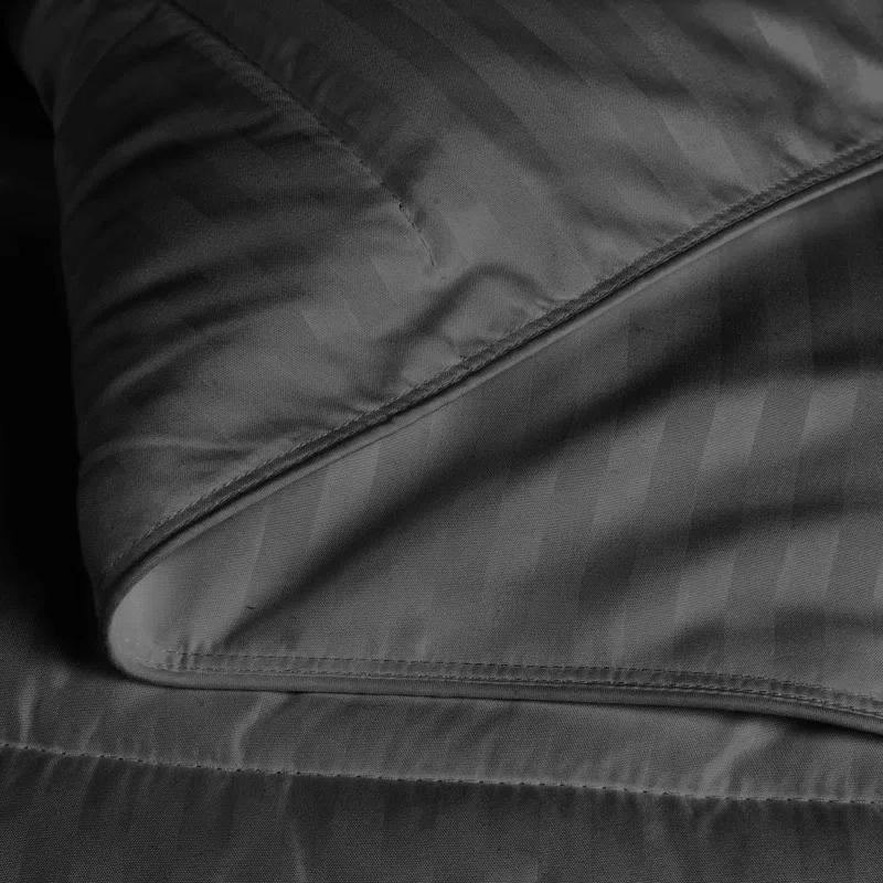 Superior Striped Reversible Box-Quilt Brushed Microfiber Medium Weight Down Alternative Comforter