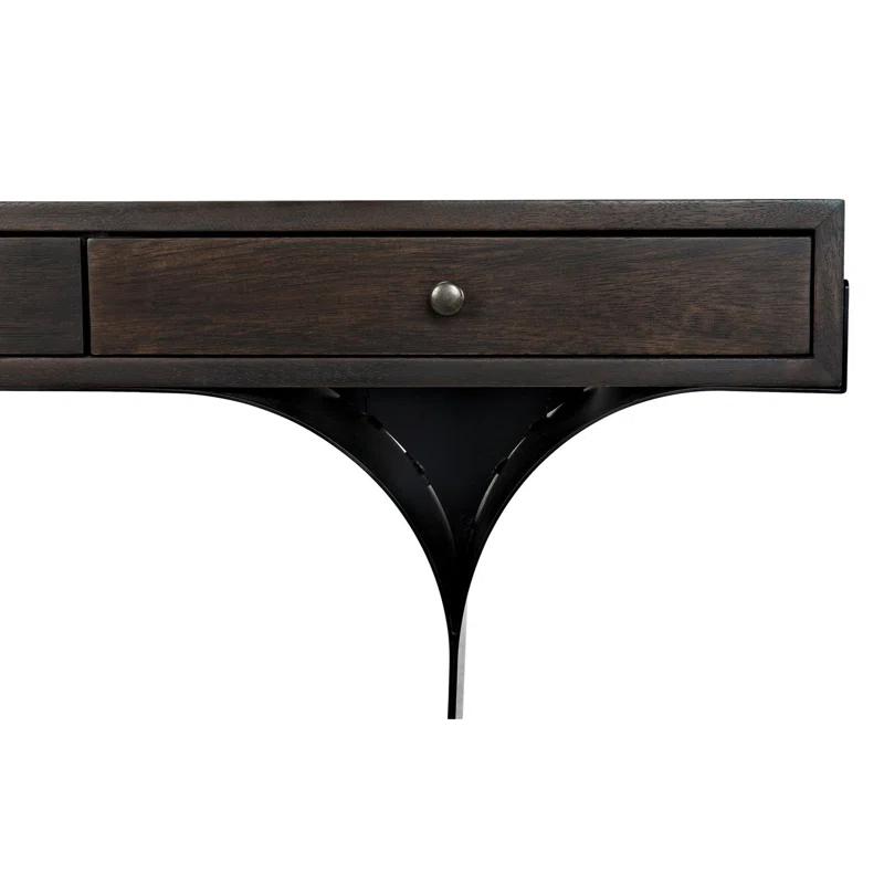 Truss Solid Wood Top Metal Base Writing Desk