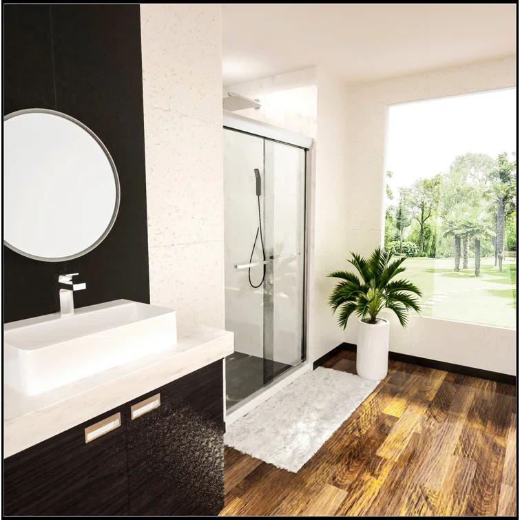 Shower Door 48" W X 76"H Semi-Frameless Bypass Sliding Shower Enclosure