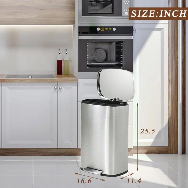 FDW Steel Step On Kitchen Trash Can - 13 Gallons