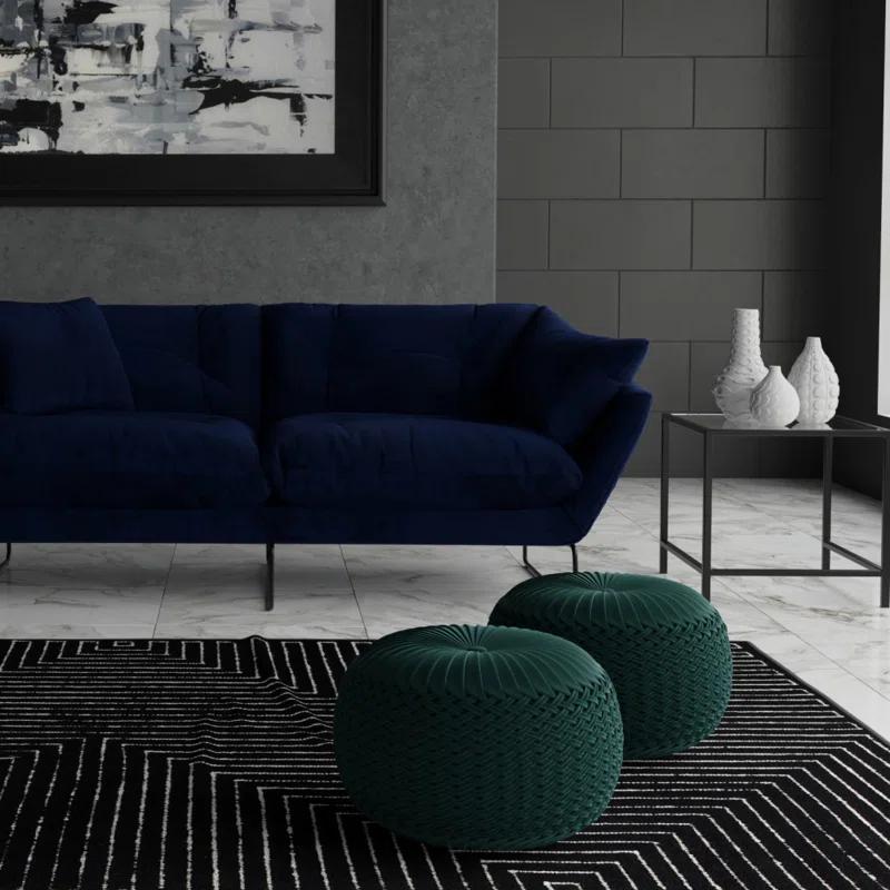 Simpli Home Grafton Velvet Pouf