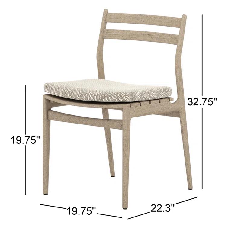 Contemporary Charcoal Teak Side Chair with UV-Resistant Cushion