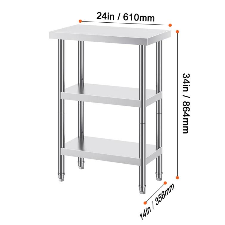 VEVOR VEVOR Stainless Steel Food Prep Table, Commercial Kitchen Worktable