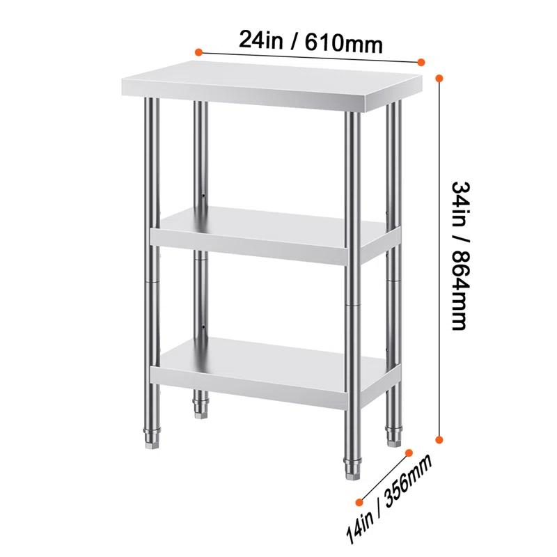 VEVOR VEVOR Stainless Steel Food Prep Table, Commercial Kitchen Worktable