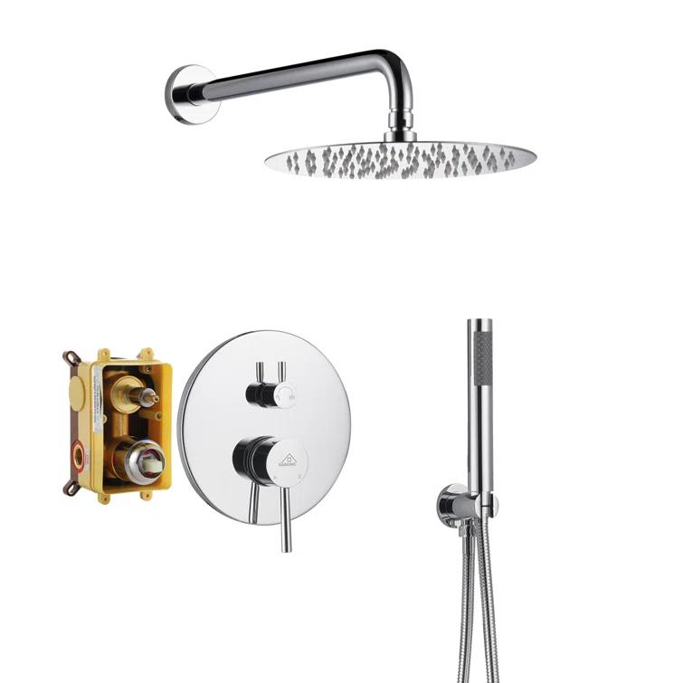 Pressure-Balanced Complete Shower System with 10-Inch Rain Shower Head, Handheld, Rough-in Valve