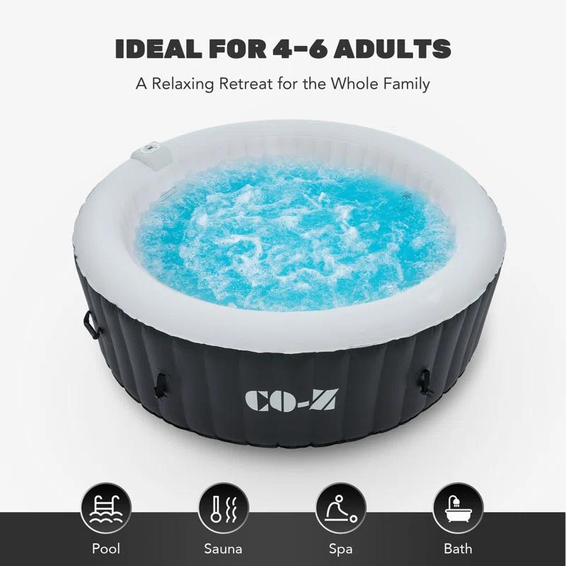 CO-Z 110 Volt 6 Person - Person 130 - Jet Vinyl Round Inflatable Hot Tub