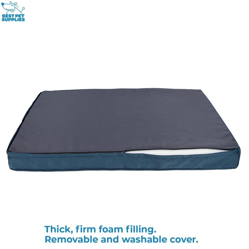 Best Pet Supplies Best Pet Supplies Dog Crate Mat with Waterproof Exterior, Orthopedic Foam, and Sherpa Cover - Blue