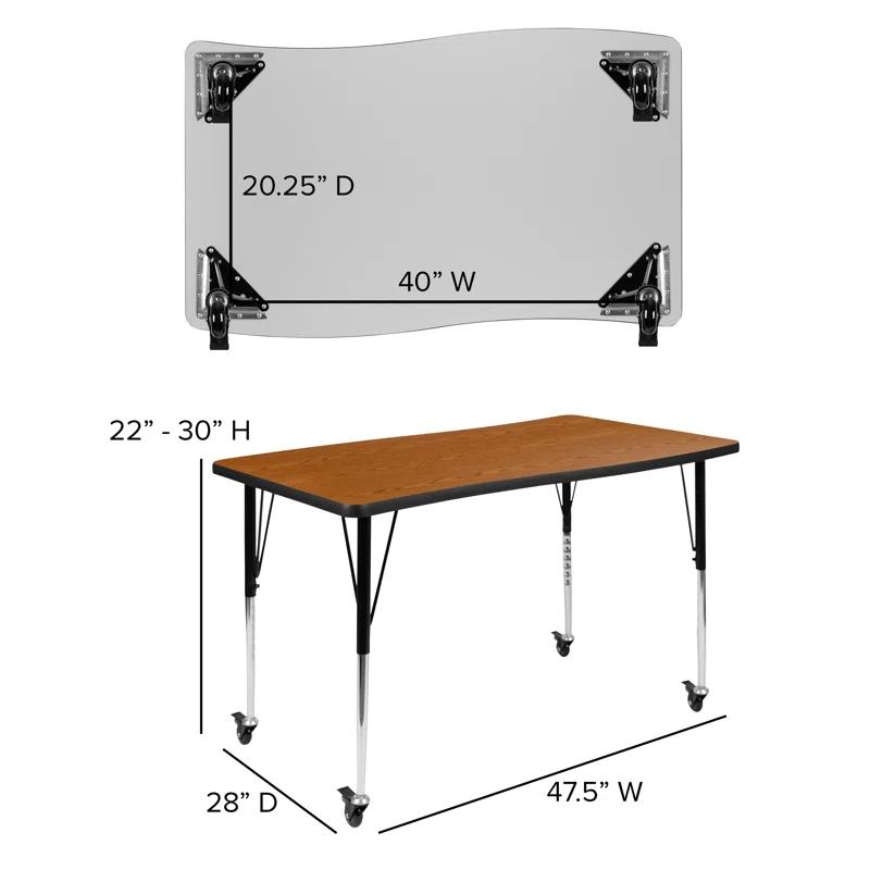 Flash Furniture Goddard 28"W x 47.5"L Rectangular Wave Collaborative Grey Adjustable Height Activity Table