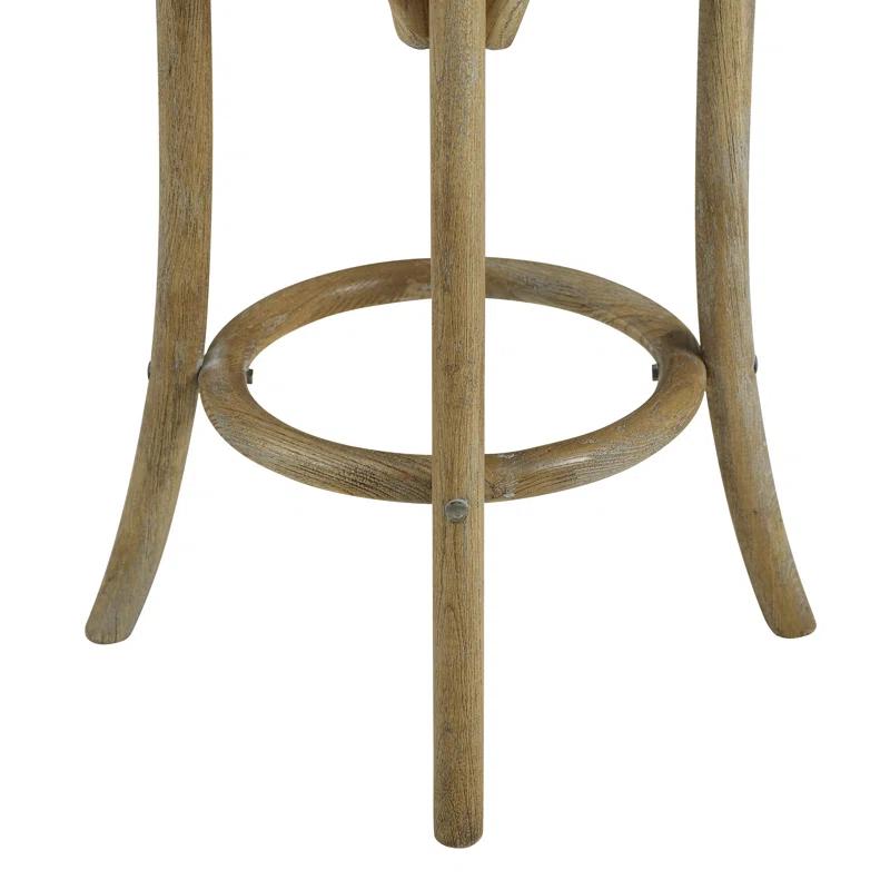 Dovecove Rae Round Rattan Seat Counter Stool with Solid Wood Frame
