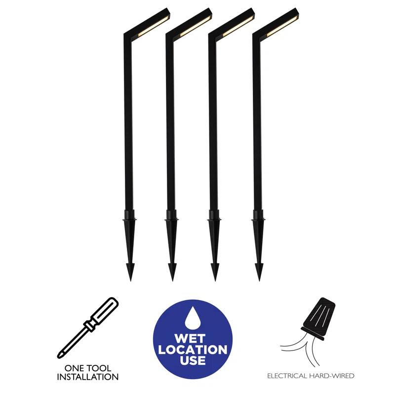 C Cattleya Low-voltage Black Aluminum Led Landscape Path Lights With Frosted Glass Shade(4-pack) (Set of 4)