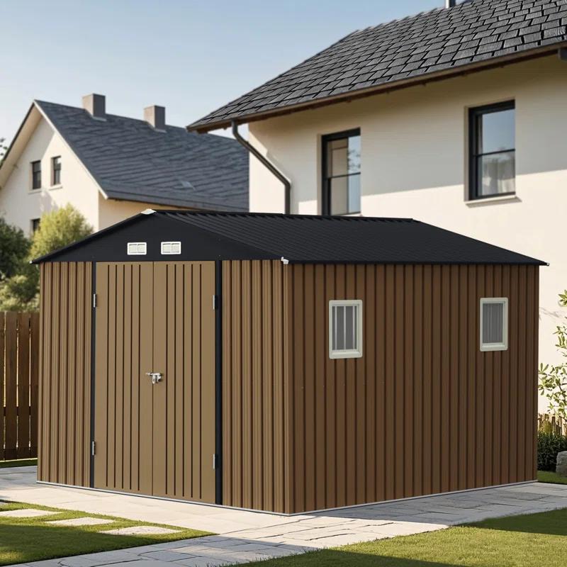 LAVRE 10X12 FT Outdoor Metal Storage Shed with Windows