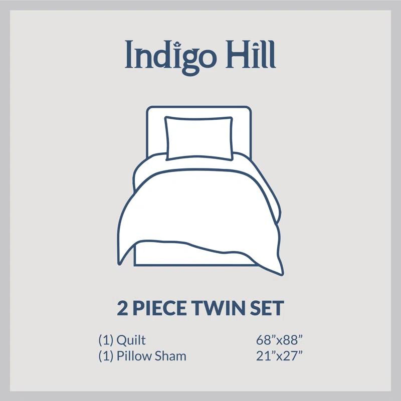 Indigo Hill by HiEnd Accents Cotton Comfort Solid Color Classic Chic Casual Modern Rustic Quilt Set