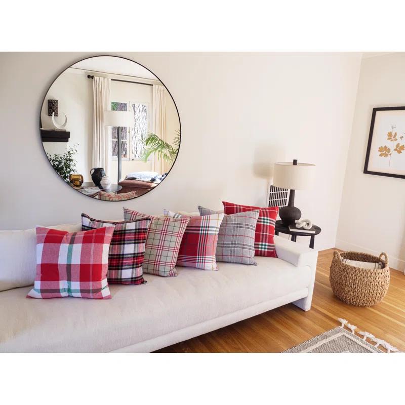 Plaid Feather Reversible Throw Pillow