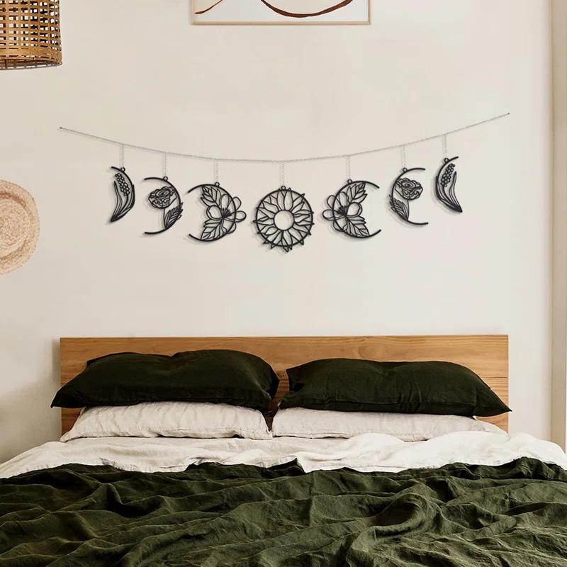 Floral Moon Phases Metal Wall Decor