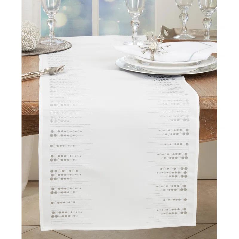 Saro Charming Embroidered Dots Table Runner
