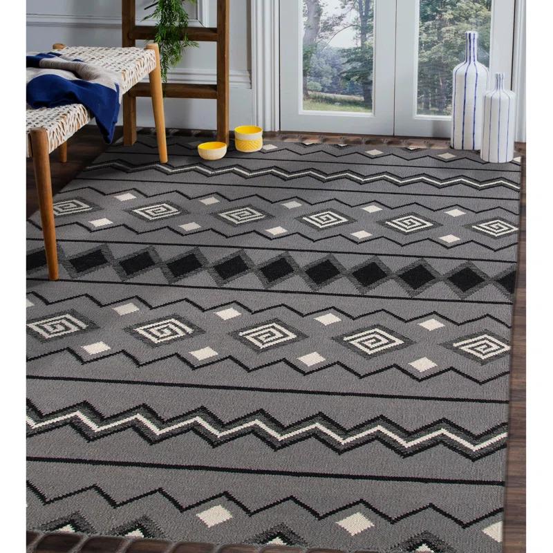 Union Rustic Oneil Moroccan Handmade Wool Gray Area Rug