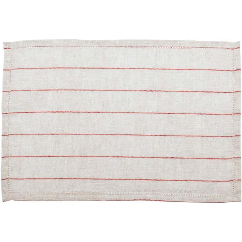 Gracie Oaks Inloes Linen Striped Rectangle Placemat (Set of 6)