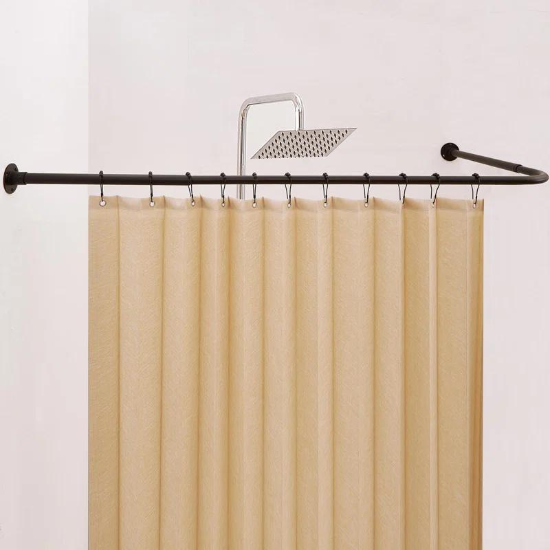 shuoli [39"-68.5"] X [55"-84.2"] Large Corner Shower Curtain Rod, L Shaped Adjustable 90 Degree Right-Angled Curved Bathroom Curtain Rod With 12 Hooks And Ceiling Support