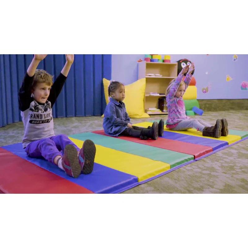 Angeles Primary 4' x 6' Folding Gym Mat - Rainbow