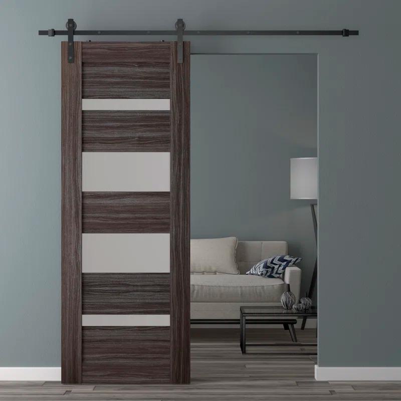 Belldinni Mirella 95.24'' Solid + Manufactured Wood Paneled with Installation Hardware Kit Barn Door