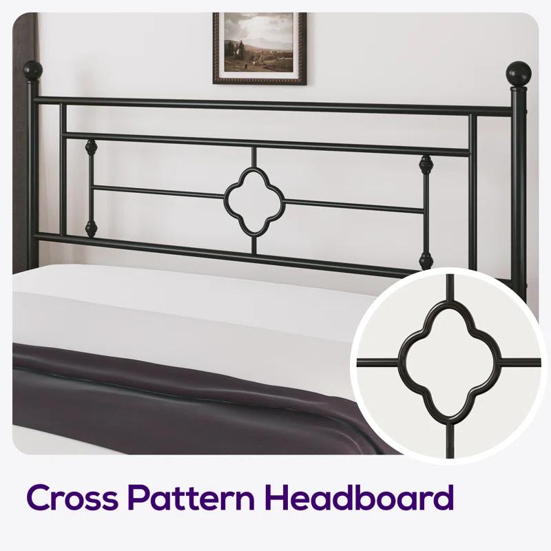 Ajayceon Metal Platform Bed Frame With Vintage-Style Headboard And Footboard