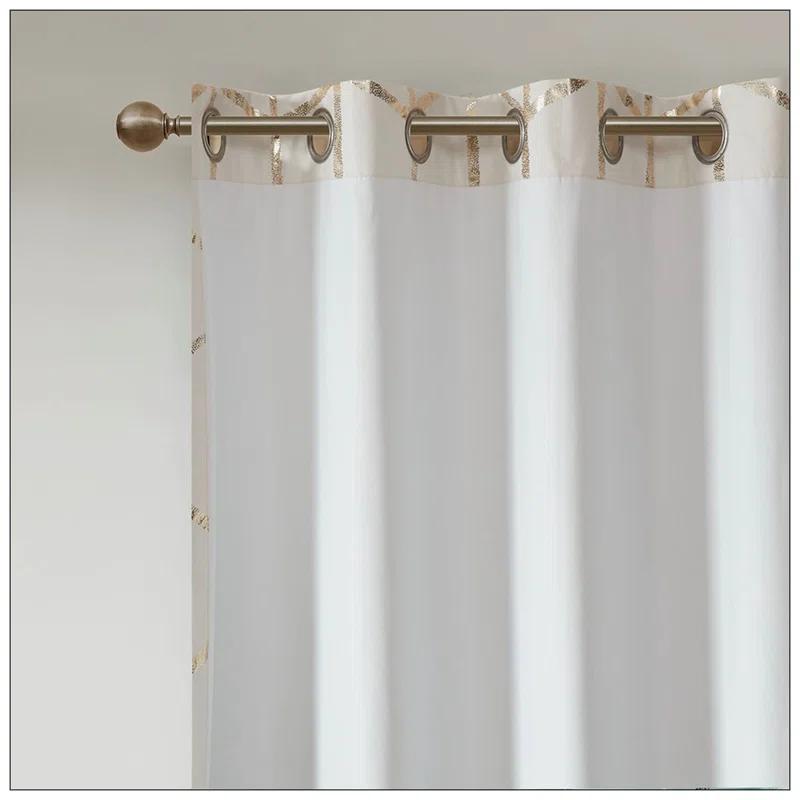 Everly Quinn Total Blackout Metallic Print Grommet Top Curtain Panel Pair (2 Pcs Window Panels)