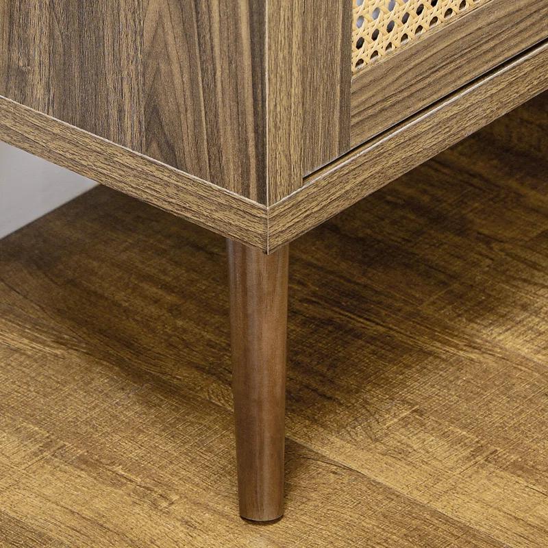 Bayou Breeze HOMCOM Sideboard Buffet Cabinet With Rattan Doors, Brown