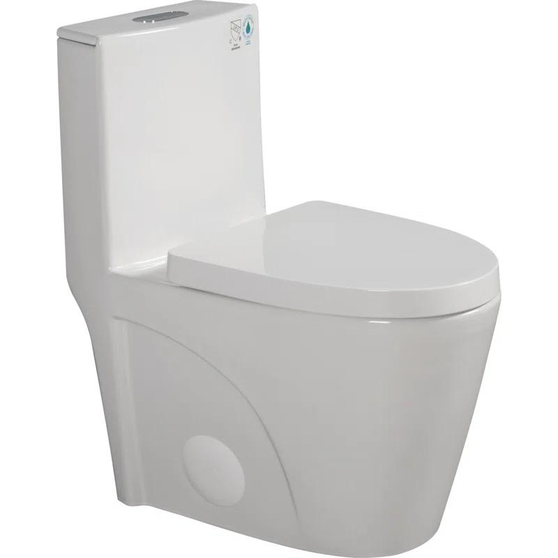 One-Piece Toilet, 1.1/1.60 GPF Water-Efficient Dual-Flush Elongated Comfort Height Floor Mounted, Standard-Size Toilet With Soft Closing Seat Included