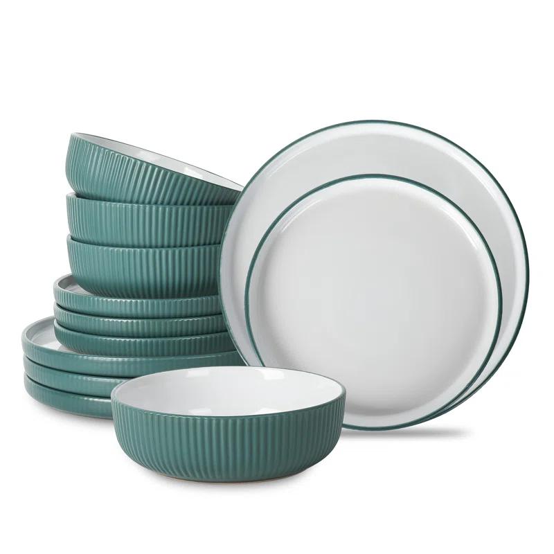 Laro 12 Piece Stoneware Dinnerware Set - Service for 4 (Set of 12)