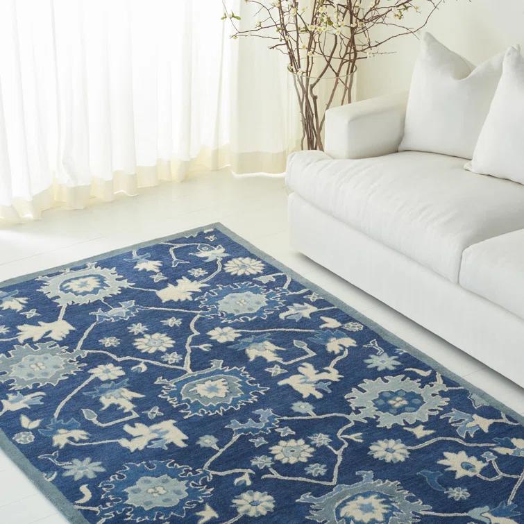 Lauren Ralph Lauren Lauren Ralph Lauren Hand Tufted Wool/Cotton Floral Rug in Blue/Ivory