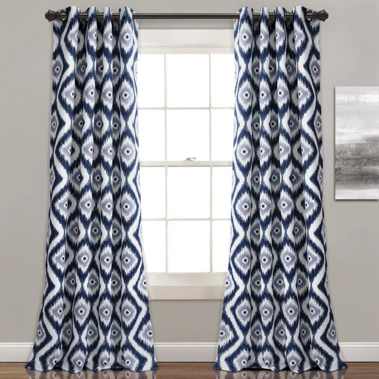 Lush Decor Diamond Ikat Polyester Semi Sheer Curtain Pair (Set of 2)