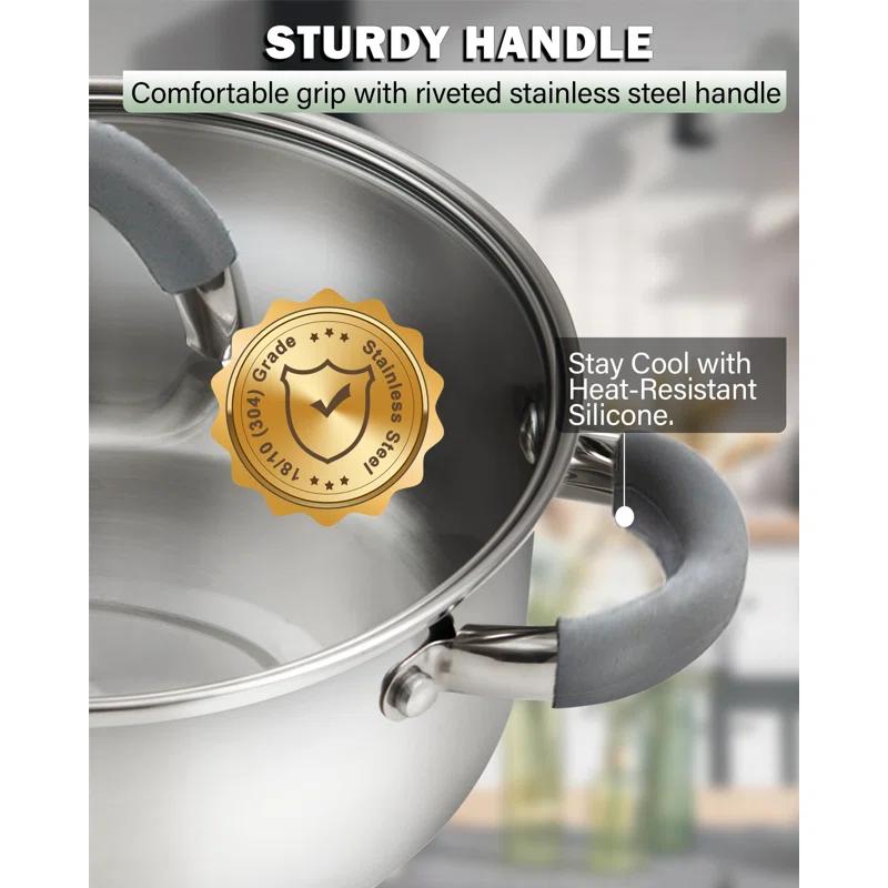 Cooks Standard 12 Piece Stainless Steel Cookware Set, Silicone Handle