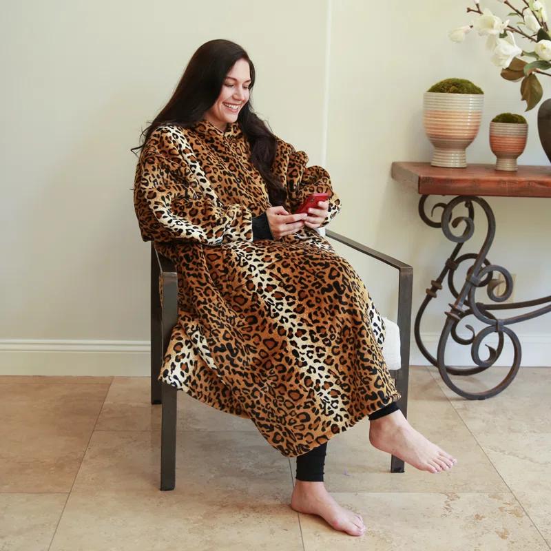 Catalonia Full Body Blanket Hoodie Sweatshirt, Extra Long Oversized Comfortable Sherpa Lounging Pullover