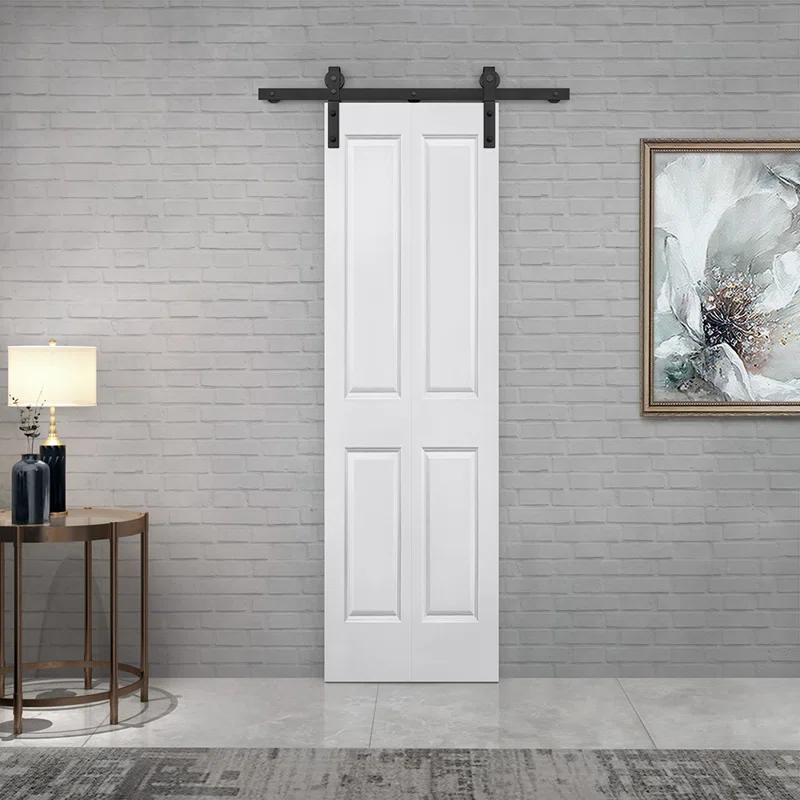 Calhome Paneled MDF Composite Bifold Barn Door with Installation Hardware Kit