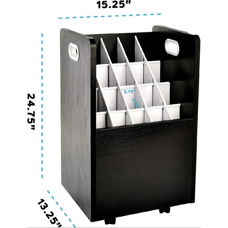 20-Slot Mobile Rolling Wood Blueprint Roll File Large Document Organizer