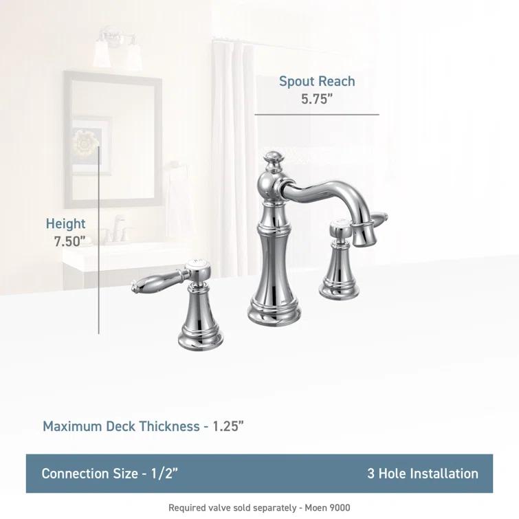 Moen Moen Weymouth Two-Handle Widespread Bathroom Faucet Trim Kit, Valve Required TS42108