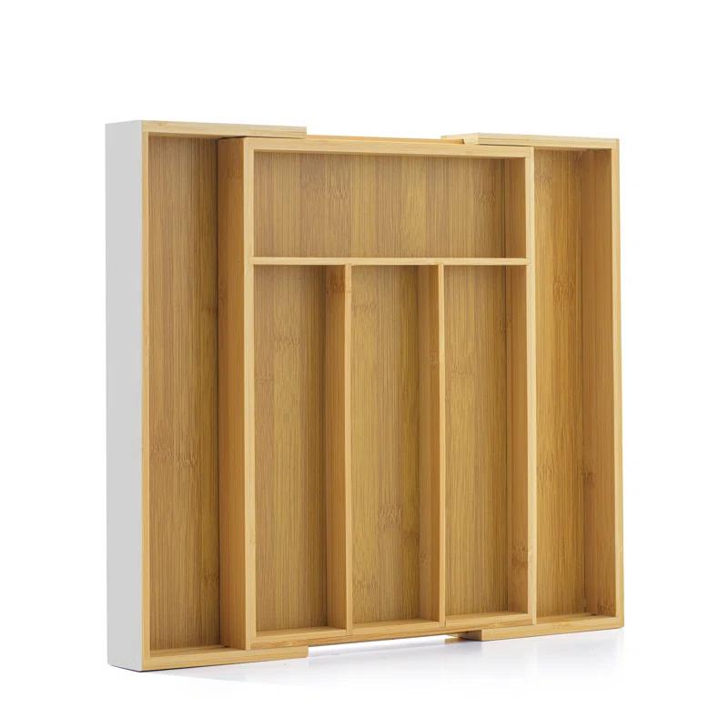 JoyJolt JoyJolt Bamboo Expandable Flatware Drawer Organizer for Kitchen Utensils