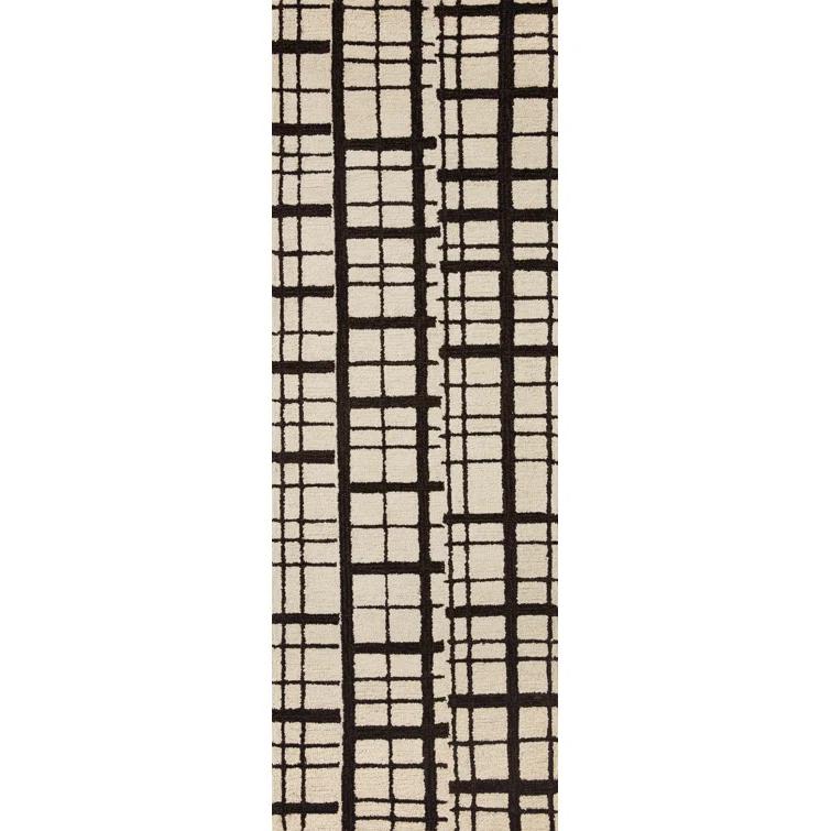 Chris Loves Julia x Loloi Chris Loves Julia x Loloi Polly Checkered Hand Tufted Jute/Sisal/Wool Black/Ivory Area Rug