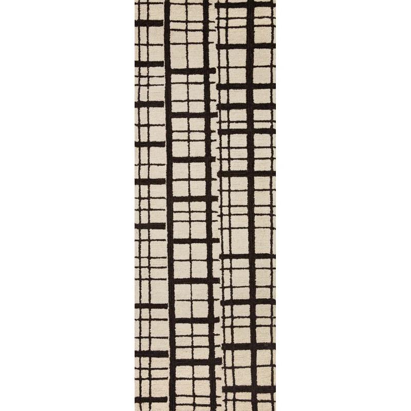 Chris Loves Julia x Loloi Polly Checkered Hand Tufted Jute/Sisal/Wool Black/Ivory Area Rug