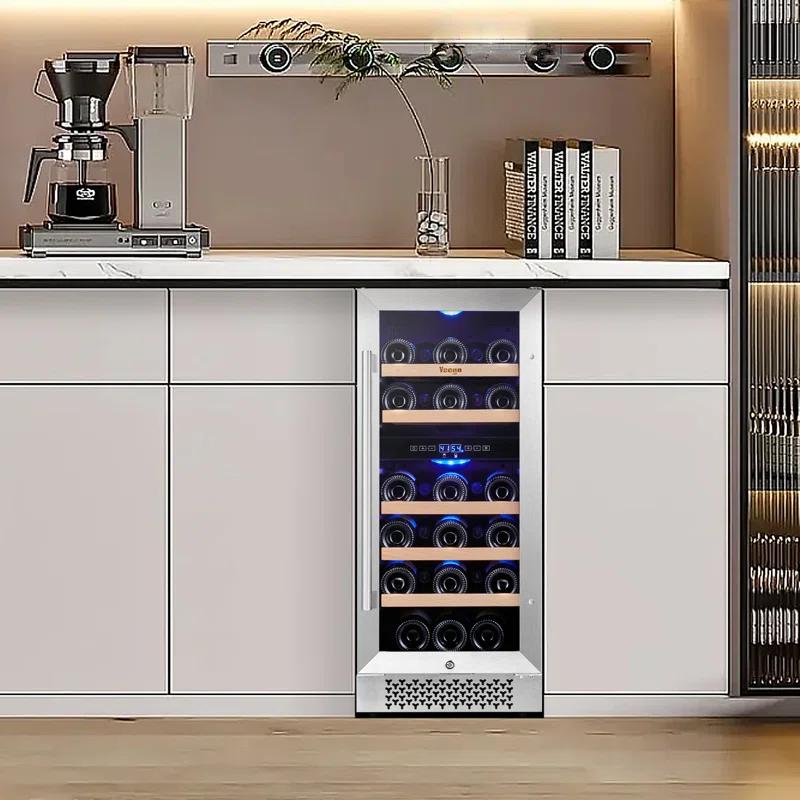 Yeego Yeego 28 Bottles 15" Dual Zone Wine Cooler Under Counter Compressor Wine Refrigerator