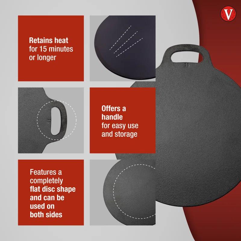Victoria Victoria Cast Iron Round Reversible Griddle, Seasoned