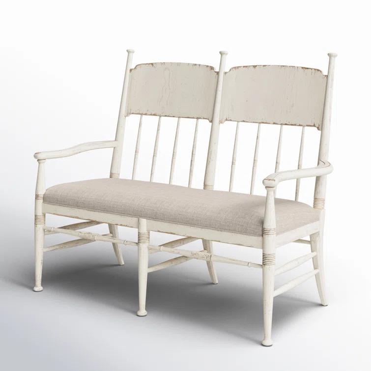 Americana Daisy Finish Linen Upholstered Entryway Bench