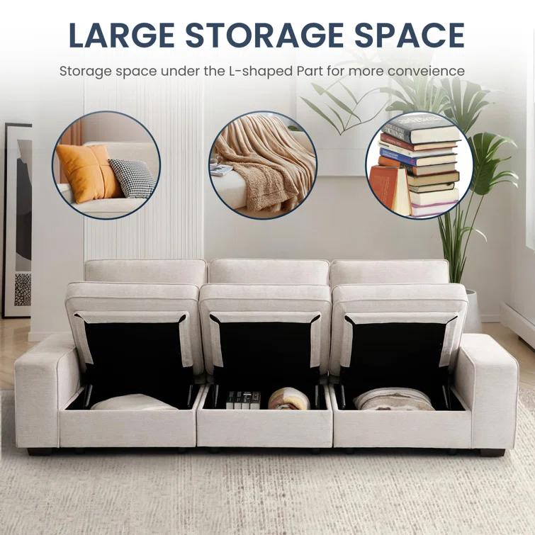 Latitude Run® Upholstered Sofa Modular Sectional With Removable Covers