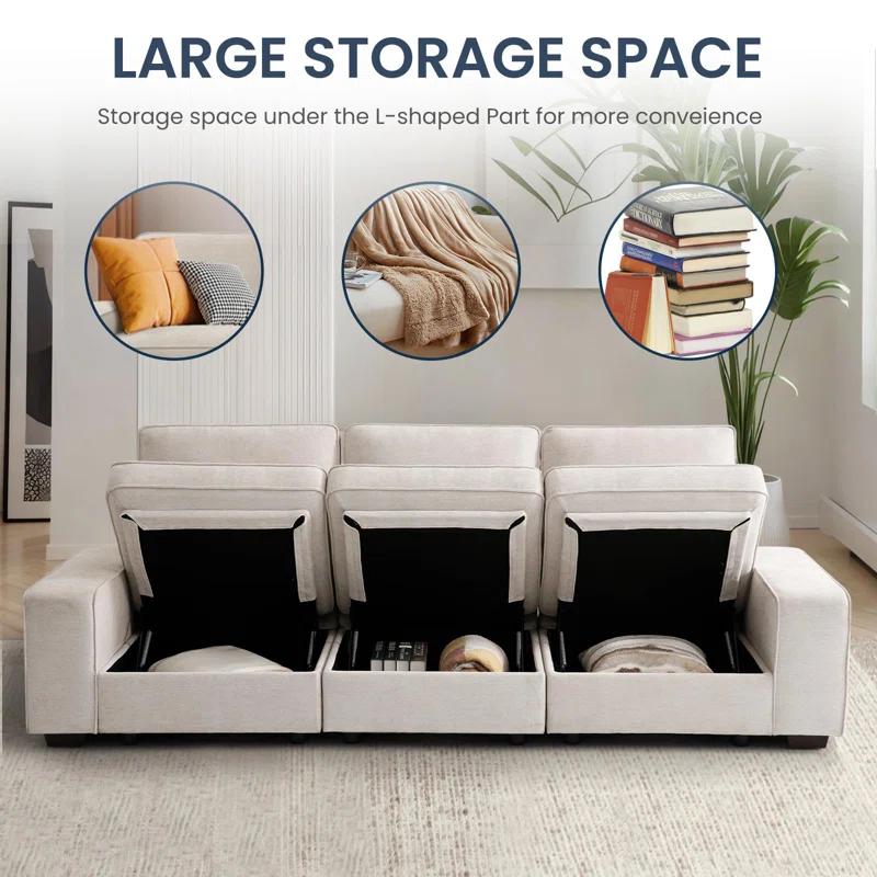 Latitude Run® Modern Modular Chenille Sectional Sofa With Storage Space And Detachable Cover